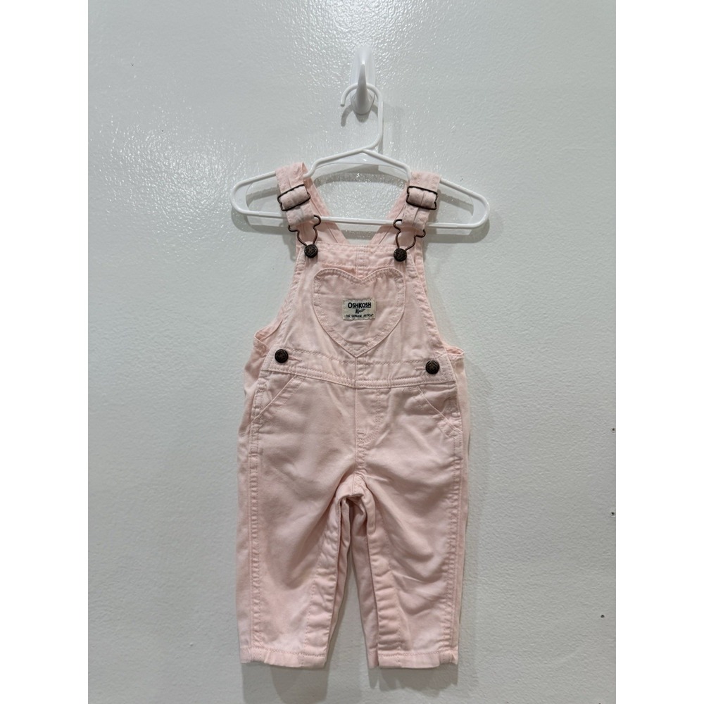 OshKosh B'gosh Pink Heart Pocket Overalls Size 6 Months Baby Girl